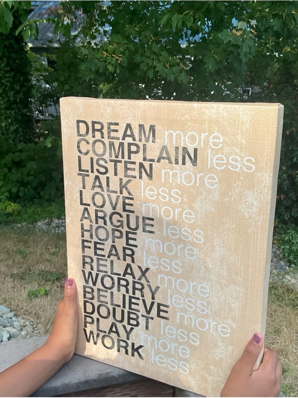 Motivational Text Canvas Wall Art - Beige and Black